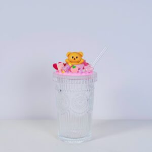 🧸 แก้วน้ำแก้วใสขนาดมินิ – ตกแต่งฟิกเกอร์ Butter Bear ของแท้