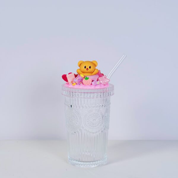🧸 แก้วน้ำแก้วใสขนาดมินิ – ตกแต่งฟิกเกอร์ Butter Bear ของแท้